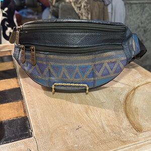 A.P.C. Blue and Purple Belt Bag with Geometric Design